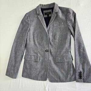 J. Crew  Blazer 100 % algodón estructurado tipo chambray gris azul 2